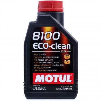 Aceite de motor MOTUL 8100 Eco-Clean 0W20 1L - Aceite sintético, viscosidad 0W20, capacidad 1 litro, formulación ecológica, compatible con motores de gasolina y diés
