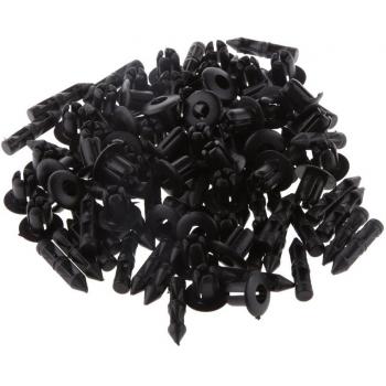 50pcs Agujero de 6 mm de Empuje de Plástico Negro En el Tipo de Remaches de Fijación Pin Clips ATV