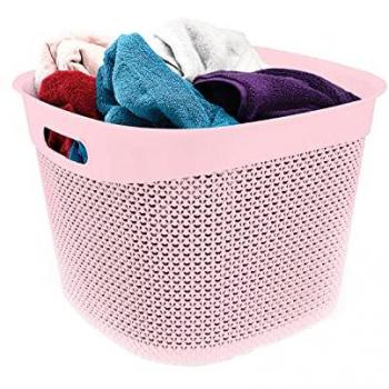 Cesta de Resina Cuadrada con Asa Rosa 36L 7HSEVENON