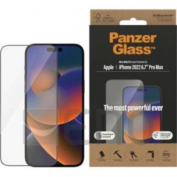 PanzerGlass Ultra-Wide Fit EasyAligner Protector de Pantalla para iPhone 14 Pro Max con Borde Negro, Transparente, Compatible con 3D Touch, Incluye Aplicador