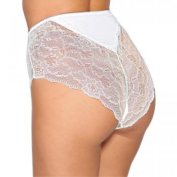 Braga Alta con Encaje elástico Semitransparente Mujer by Vencastyle - 009107,Blanco,4XL