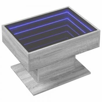 Mesa de centro y LED madera ingeniería gris Sonoma 70x50x45 cm, mesita de Centro, Mesa Auxiliar, Mesa de salón, mesita, mesita de sofá