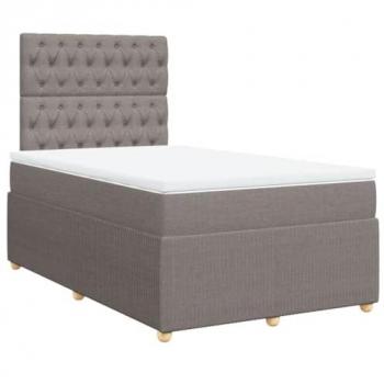 Cama Box Spring con colchón de tela gris taupe 120x190 cm