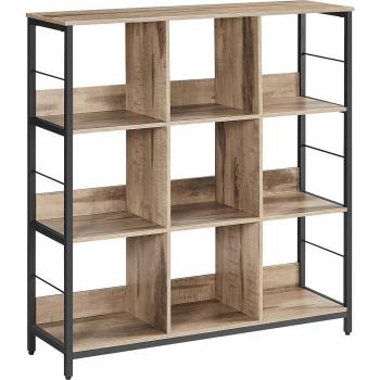 Estantería de Almacenamiento de 3 Niveles y 9 Compartimentos - Perfecta para Salón, Estudio, Cocina, Marrón Rústico o Marrón Camello, Dimensiones: 100x30x103