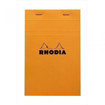 Bloc de notas Rhodia N°14 11x17 cm, 80 hojas, cuadros 5x5, papel 80 g/m², color naranja