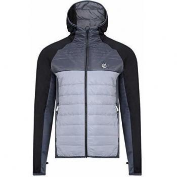 Dare2b Coordinate-Chaqueta Acolchada con Capucha, Bolsillos con Cremallera, De Lana Híbrida Elástica Baffled/Quilted Jackets, Hombre, Black/Aluminium Grey/Ebony Grey, XXXL