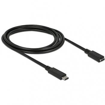 Cable de Extensión USB DeLOCK 2m USB 3.2 Gen 1 Tipo-C Macho a Femenino Negro