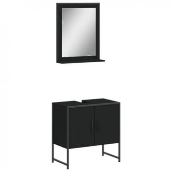 Juego de muebles de baño 2 pzas madera de ingeniería negro Vidaxl
