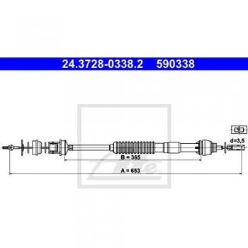 Cable de embrague ATE 24.3728-0338.2 con ajuste automático para CITROËN Berlingo / Berlingo First I