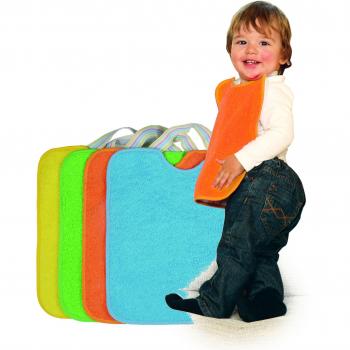 Ti TIN | Pack 4 Baberos Impermeables para Bebé con Cierre con Goma 90% Algodón 10% Poliéster con Forro de Vinilo | Pack 4 Baberos para Bebés de Más de 1 Año | 32x36 cm