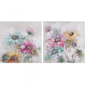 Cuadro DKD Home Decor 100 x 3,5 x 100 cm Flores Shabby Chic (2 Unidades)