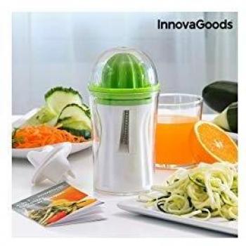 InnovaGoods IG811297 Cortador de Verduras y Exprimidor 4 en 1 con Recetario, Verde