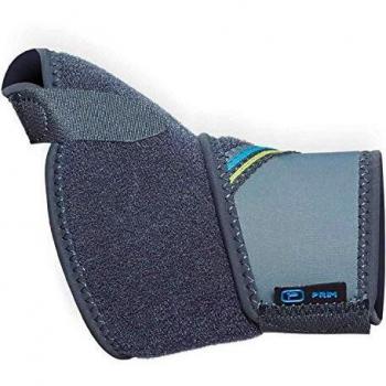 PRIM NEOPRAIR | Muñequera envolvente de pulgar | Dolor Articular/Esguinces/Tendinitis | Neopreno Transpirable | Uso deportivo |Talla única Bilateral | Color Negro y Azul