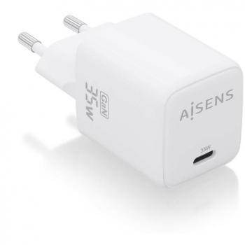 Cargador Gan de Pared AISENS ASCH-35W1P016-W, 1xUSB Tipo-C, 35W, PD3.0, QC4.0, Color Blanco