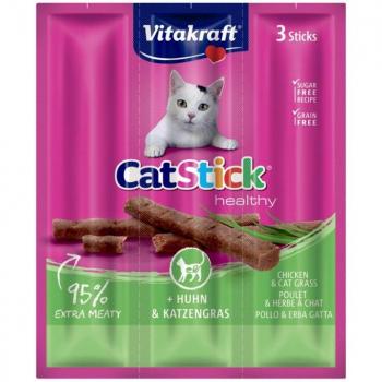 Vitakraft CatStick Mini Pollo con Hierba - Snacks para Gatos - 3 Piezas