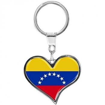 Llavero métalico de primera calidad en la forma de corazón Bandera la Venezuela