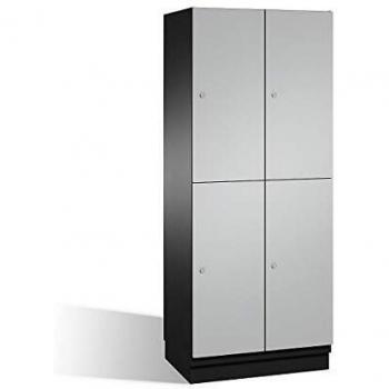 Armario de Compartimentos Cambio C+P con Barra Perchero, Doble Altura, 800 mm Ancho, Cuerpo Gris Oscuro y Puerta Blanco Aluminio