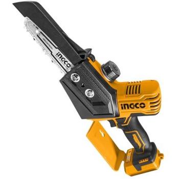 Sierra a Batería Ingco CGSLI2068 - Motor Sin Escobillas Brushless, 20V, Espadín de 15 cm, Mini Motosierra Inalámbrica con una Sola Mano para Cortar