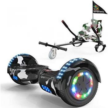 COLORWAY Hoverboard Hover Scooter Board 6,5 con Asiento Kart con Ruedas de Flash LED, Patinete Eléctrico Altavoz Bluetooth y LED, Autoequilibrio de Scooter Eléctrico
