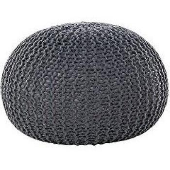 Puf redondo - Reposapiés en algodón- Gris oscuro - 40x25 cm - CONRAD
