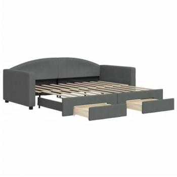 Sofá cama nido con cajones tela gris oscuro 90x190 cm