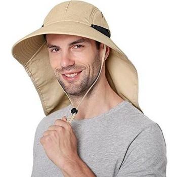 Sombreros para el Sol Hombre, Gorra Transpirable ala Ancha protección UV Protege Cuello Cara, Sombrero Jardin Hombre Adecuado para Trekking
