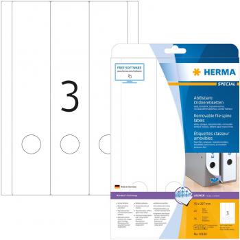 Etiquetas Removibles para Lomos de Archivos A4, 59 x 297 mm, Blancas, Opacas, para Archivos Anchos (Paquete de 75)