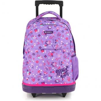 Gabol Mochila con Ruedas Violet con Flores e Impermeable