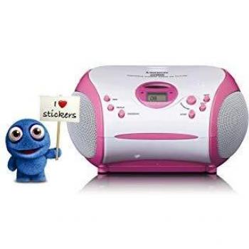 Radio portátil con reproductor de CD SCD-24PK infantil Blanco-Rosa