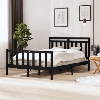 Cama de madera maciza negra 140x200 cm