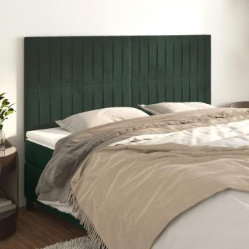 Cabeceros de terciopelo verde oscuro 4 unidades 80x5x78/88 cm