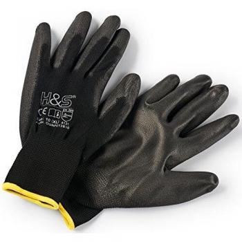 12 Pares de Guantes de Trabajo ISC H&S, Nylon, Revestimiento de PU; en Tallas S pequeña