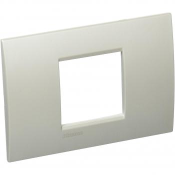 Placa embellecedora 2 módulos centrados Livinglight BTICINO LNA4819AG Plata