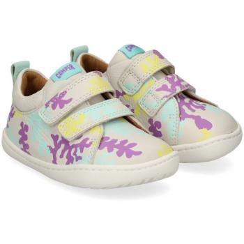 CAMPER Twins First Walker Sneakers - White/Purple/Blue, Size 21, Smooth Leather