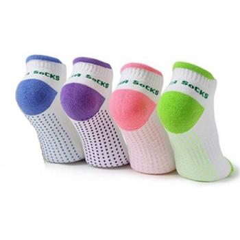 Lenhart 4 Par Silicona Dot algodón antideslizante calcetines de yoga de invierno para mujer Color A
