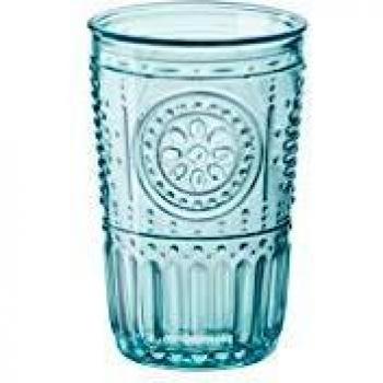 Bormioli Rocco 090789 Romantic Pack 4 Vasos, Cristal, Color, cl 34, Vidrio, Azul Claro