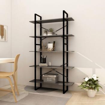 Estantería de 5 niveles de madera de pino maciza, dimensiones 100x30x175 cm, disponible en negro y marrón claro, blanco y gris, ideal para oficina, estudio, sala de estar y dormitorio