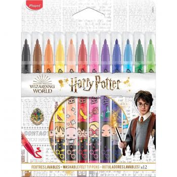 Rotuladores Maped Harry Potter, estuche de cartón con 12 colores, punta resistente y lavables