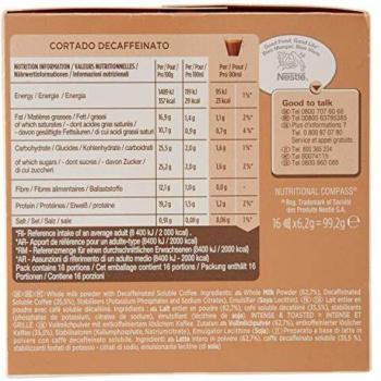 Cápsulas de Café Cortado Descafeinado Dolce Gusto, Pack de 16 Unidades