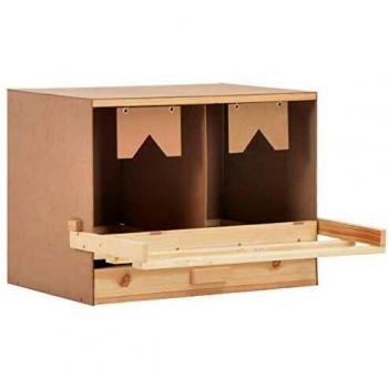 vidaXL Chicken Laying Nest 2 Compartments 63x40x45 cm Solid Pine Wood