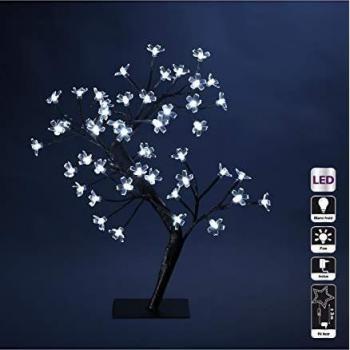 Árbol de luz de interior Prunus H45cm con 48 LED blanco frío y transformador