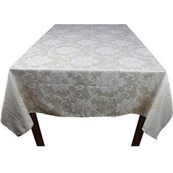 Lovein Jacquard grandes flores flores con hojas Beige poliéster algodón mantel