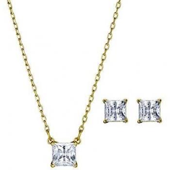 Swarovski Conjunto Attract, blanco, Baño en tono Oro