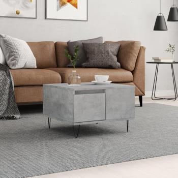 Mesa de centro de hormigón gris y madera contrachapada, dimensiones 55x55x36,5 cm