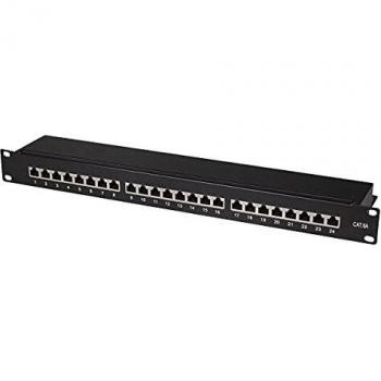 19 1U Cat6a STP Patch Panel - 24 Ports, Black