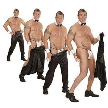 Widmann 80965 - Pantalones de stripper con cierre de velcro, disfraz para despedida de soltera, fiesta de disfraces o carnaval, negro