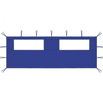 Cenador Pared Lateral con Ventanas Azul 6x2 m