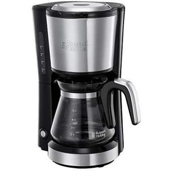 Russell Hobbs Cafetera de Goteo Compact Home - Diseño Compacto, 5 Tazas, Capacidad 740 ml, Soporte de Filtro Extraíble, Interruptor Luminoso, Acero Inoxidable, Plata y Negro - 24210-56
