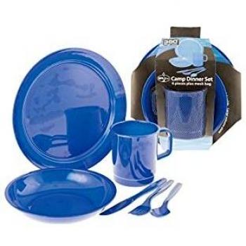 Set de Vajilla Camping 360° Grados Azul con Bolsa, 6 Piezas, BPA Free
