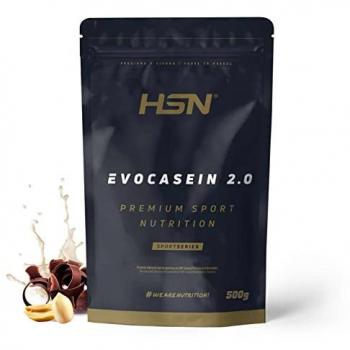 Caseína Micelar HSN Evocasein 2.0 Sabor Chocolate Cacahuete 500 g | Proteína de Digestión Lenta para Antes de Dormir | No-GMO, Vegetariana, Sin Gluten